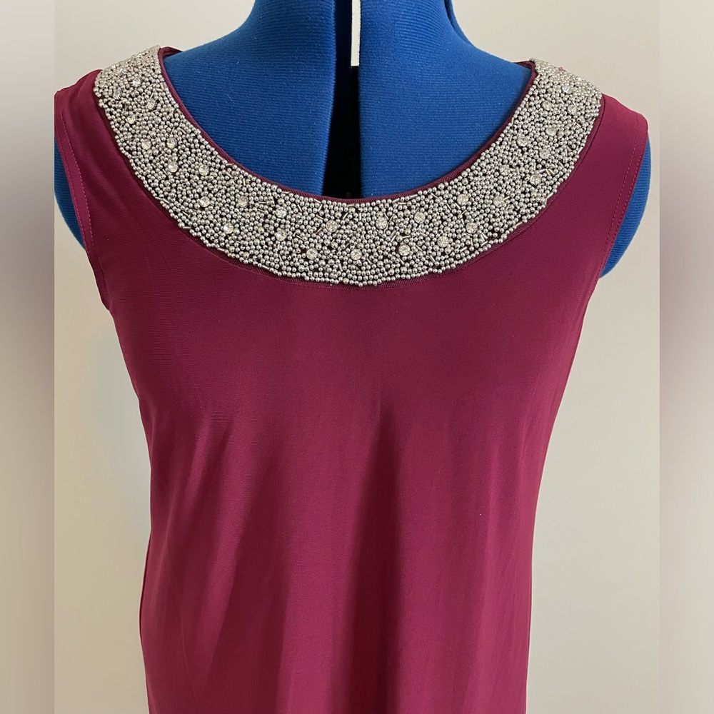 R & M Collection Cranberry beaded dress size 6 Petite